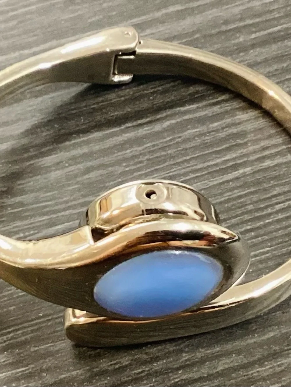 Silver-Tone Cuff Bracelet with Blue Cabochon Stone